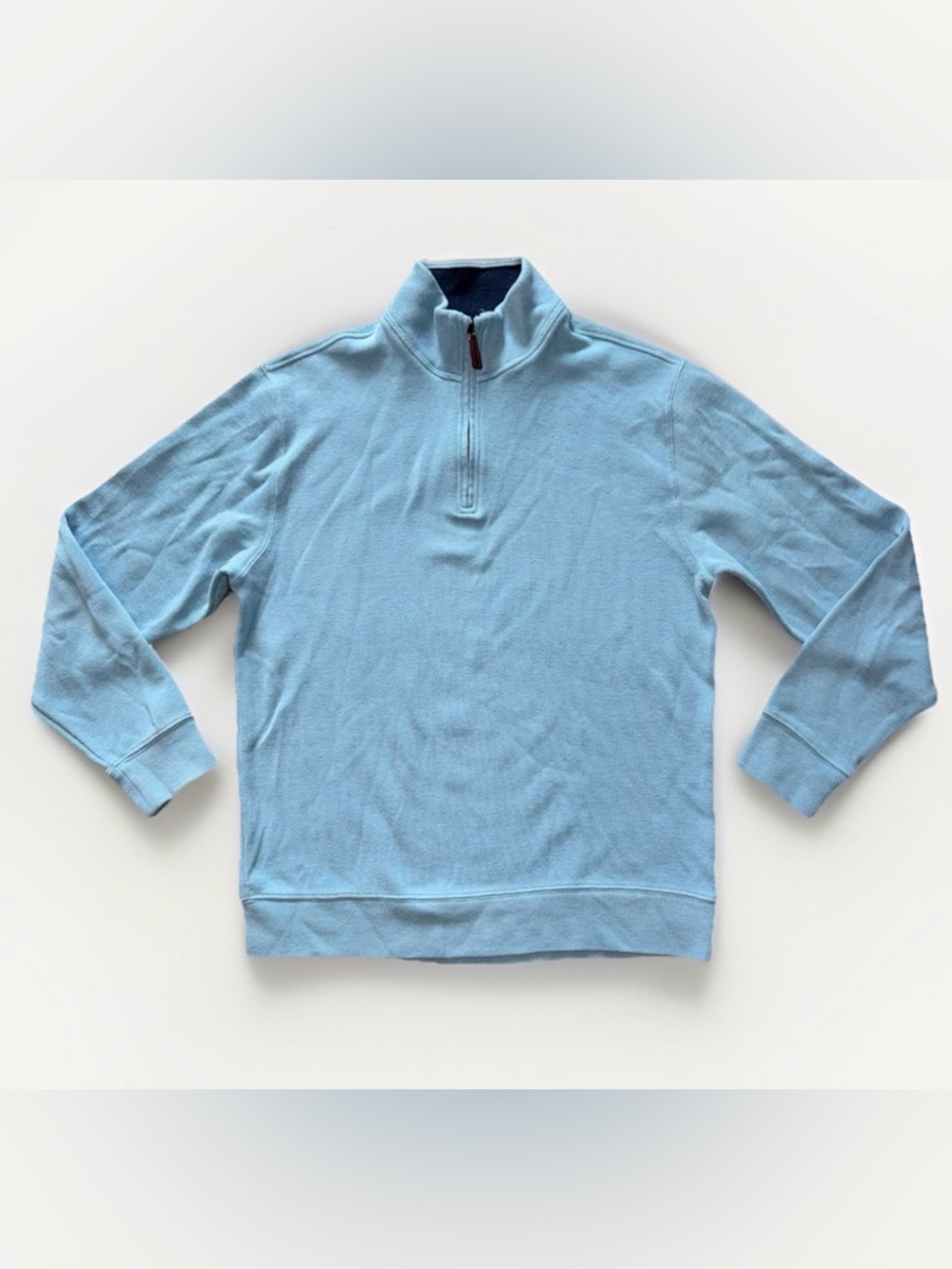 Lands End Men’s Quarter Zip Mock Neck Sweater  Blue Size Medium